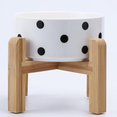 Imagem de Petygooing Tigela para cães de cerâmica elevada/elevada para raças pequenas, prato de água com suporte, tigela de alimentação para animais de estimação com borracha antiderrapante para gatos e cães