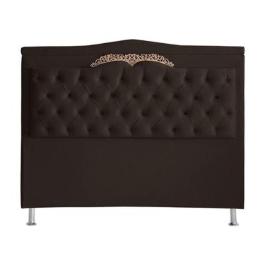 Imagem de Cabeceira De Cama Barcelona Queen 160 Cm Capitonê Retro Botão Encapados Suede Marrom Do Lar Móveis