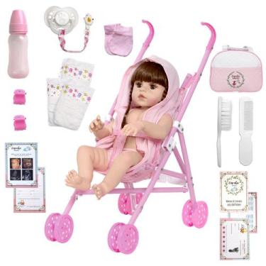 Imagem de Bebe Reborn Infantil Menina Corpo de Vinil Com Bolsa e Itens - Cegonha