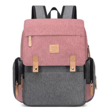 Imagem de Bolsa Maternity Land Modelo Luxury Cinza Com Rosa - Maternityland