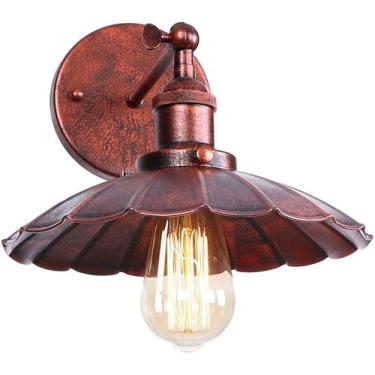 Imagem de Luminárias de parede Edison vintage industriais, douradas, ajustáveis, braço reto, metal enferrujado preto, estilo fazenda, celeiro antigo, para cabeceira, quarto, sala de estar, bar
