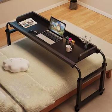 Imagem de Mesa médica com rodinhas e sobrecama, mesa de comida, ajustável, mesa médica, com rodas de rodízios, estação de trabalho, laptop, carrinho