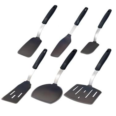 Imagem de Conjunto de espátulas de silicone de cozinha de 6 peças, espátula de silicone antiaderente, resistente ao calor de 315 °C, conjunto de utensílios ergonômicos com alças