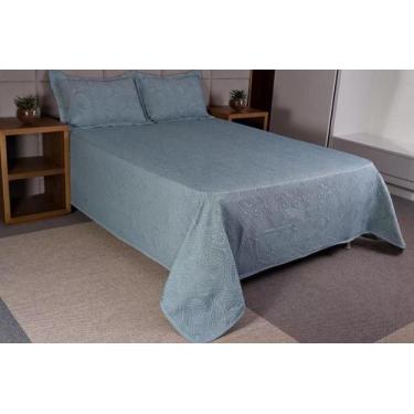 Imagem de Cobre Leito Colcha Azul Kit Montblanc Memory Solteiro - Tapete Magia