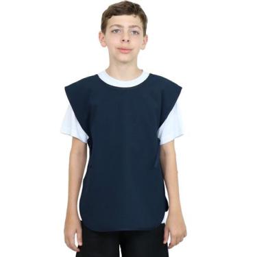 Imagem de Avental infantil Bata Infantil Escolar - Demorgan Uniformes, Marinho, 