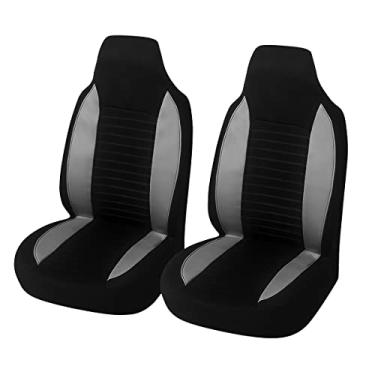 Imagem de Capas de banco dianteiro de carro, protetores de assento dianteiros de uma peça, 2 peças de almofadas de assento de veículo respiráveis premium compatíveis com airbag, acessórios de interior de carro universais para SUVs, caminhões, carro (cinza)