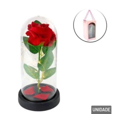 Imagem de Flor Artificial Na Cupula 22cm Com Led Vermelha Tgs4196 - Nipo Center