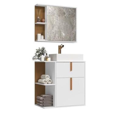 Imagem de Gabinete Banheiro Star 2 Portas com Espelheira e Cuba Dalla - Cores Di