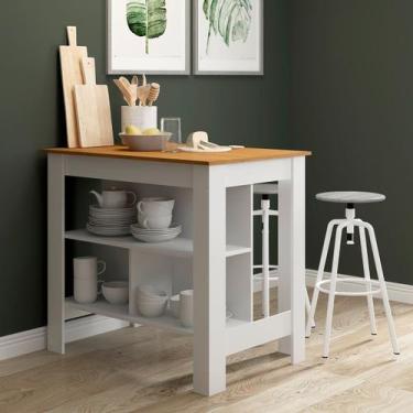 Imagem de Bancada Gourmet Ilha para Cozinha 103x68cm Branco - Soluzione Móveis