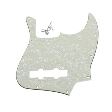 Imagem de KAISH 4 cordas J Bass Style Pickguard Bass Pick Guard Scratch Plate para EUA/México Jazz J Bass envelhecido pérola