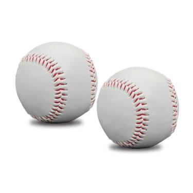Imagem de 2 bolas de beisebol em branco softball, tamanho oficial, 22,8 cm, adequado para a liga juvenil, máquina de treinamento, arremesso para assinatura adaptada ao jogo de taco