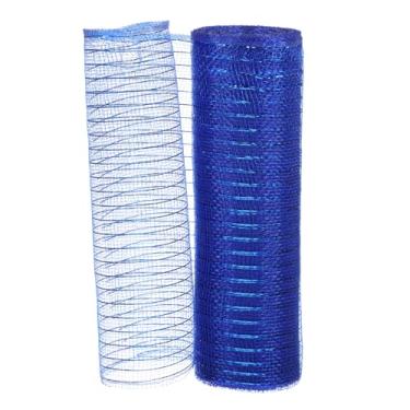 Imagem de PATIKIL Fita de malha decorativa, 25,4 cm x 25,5 m, rolo de fita metálica para decoração de guirlanda de árvore de Natal, azul escuro