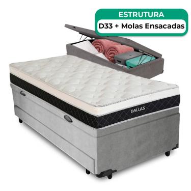 Imagem de Bicama Baú Solteirão E Colchão Dallas Molas Vstore 96x188x20