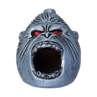 Imagem de Asteca Death Whistle Loud – apito autêntico de cerâmica aterrorizante, arte folclórica decorativa exclusiva de Halloween para exibição de casa/escritório (prata)