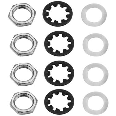 Imagem de PIYANYO Conjunto de porca sextavada de potenciômetro de 3/20.3 cm para guitarra maestro de 1/4 e conectores de saída de guitarra/baixo, 12 peças