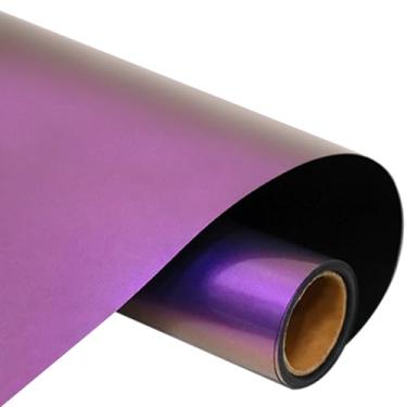 Imagem de FUNKAKA Rolo De Vinil Camaleão Htv, Transferência Térmica, 30 Cm X 2,7 M, Roxo Para Marrom, Degradê, Passar A Ferro Em Camisetas, Mudança Cor, Pu Elástico, Todos Os Cortadores, Máquina Fácil Cortar