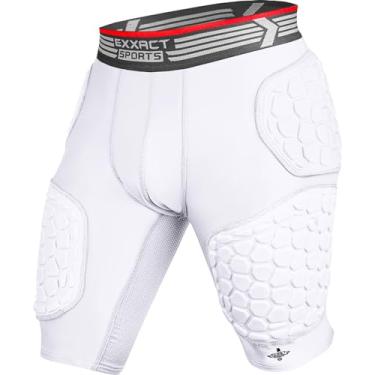 Imagem de Exxact Sports Faixa De Futebol Adulto Elite 5-Pad Para Homens - Shorts Compressão Acolchoados, Masculino Com Bolso Copos (A2Xl, Branco)