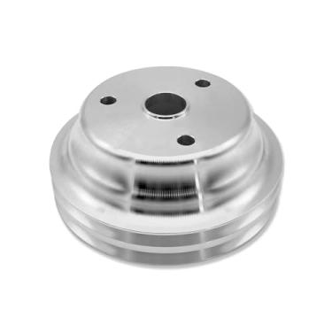 Imagem de IMOOA Polia Do Virabrequim Da Bomba D'Água Longa Com Sulco Duplo Lwp Para Chevy Sbc 283 305 327 350 383 400 1955-1986, Alumínio Polido