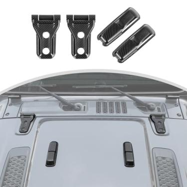 Imagem de CheroCar 6 Peças De Acabamento Para Capô E Dobradiça Motor Carro Jeep Wrangler Jljlu Gladiator 2 Portas 4 2018-2024 (Fibra Carbono)
