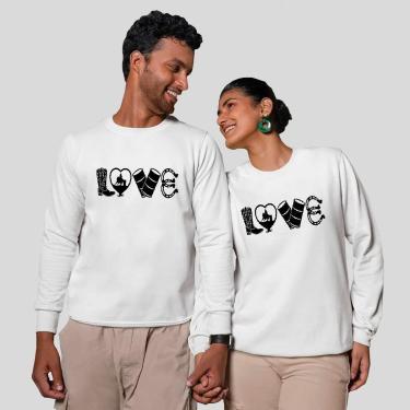 Imagem de Kit 2 Blusas Frio Moletom Careca Sem Capuz Casal Namorados Love Country-Masculino