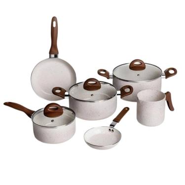 Imagem de Jogo De Panelas 6 Peças Vanilla Em Alumínio E Revestimento Cerâmico Ceramic Life Smart Plus Brinox