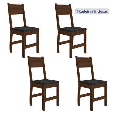 Imagem de Conjunto 4 Cadeiras para Cozinha Milano Amêndoa/Preto