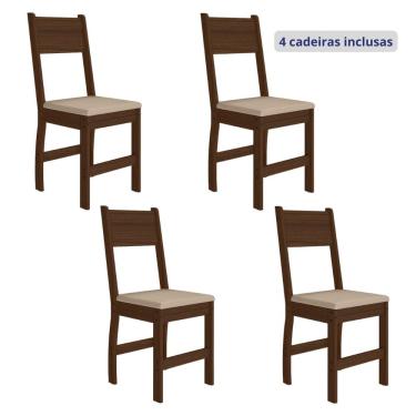 Imagem de Conjunto 4 Cadeiras para Cozinha Milano Amêndoa/Savana
