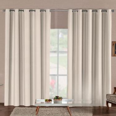 Imagem de Cortina Blackout Premium Corta Luz Total Com Isolamento Térmico E Acústico Tecido Durável Para Qualquer Ambiente(PALHA,2,80MX1,80M)