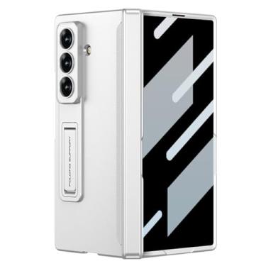 Imagem de LTLMYDAM Capa de dobradiça magnética para Samsung Galaxy Z Fold 7, capa de proteção de privacidade de tela, suporte oculto traseiro tudo incluso capas finas para PC, branca, dobra 7