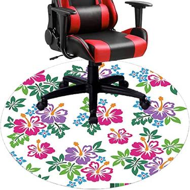 Imagem de Tapete de cadeira de escritório com flores, textura de flor, tapete de cadeira de mesa para piso de madeira de escritório em casa, protetor de piso de pilha baixa, redondo de 91 cm