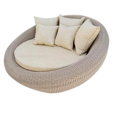 Imagem de Poltrona Cadeira Redonda Corda Náutica Alumínio Premium - Varanda Fibr