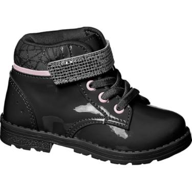 Imagem de Coturno Botinha Bota Infantil Menina Bebe Rosa com Corações, Zíper Lateral, Solado Antiderrapante, Flexível (PRETA, BR, Criança de 4 a 8 anos, Numérico, 25)