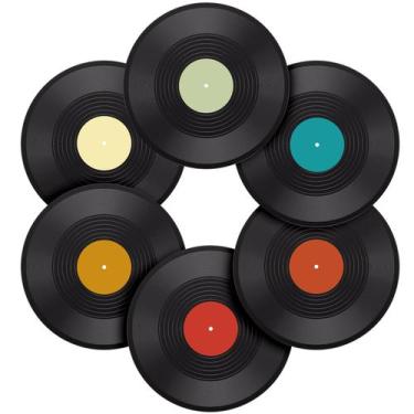 Imagem de Disco de vinil decorativo Facmogu de 12 polegadas, pacote com 6 adesiv