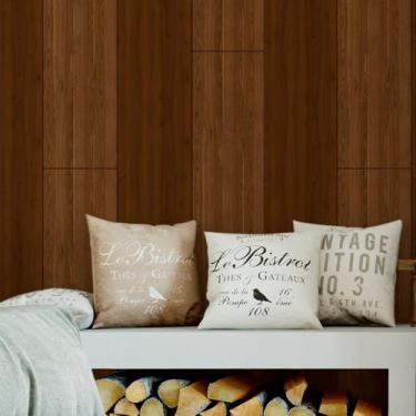 Imagem de Papel De Parede Adesivo Ripas Madeira Taco Lavável Rolo 2m - DELIQUADR