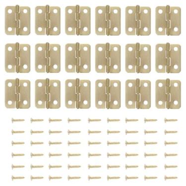 Imagem de Operitacx 40 Dobradiças Pequenas Com 160 Parafusos – Dobradiças De Porta De Armário Dobráveis ​​Com 4 Furos Para Gaveta De Caixa De Madeira Armário E Portão