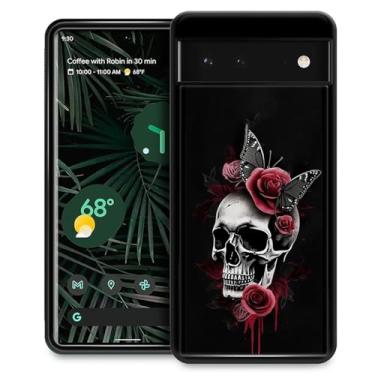 Imagem de CARLOCA Capa compatível com Google Pixel 7, estampa retrô rosa crânio para meninas ultra proteção à prova de choque silicone macio TPU antiderrapante traseira