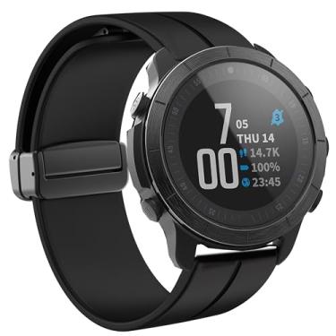 Imagem de Lamshaw Pulseira Wahoo ELEMNT Rival compatível com pulseira esportiva de silicone macio com fivela magnética compatível com smartwatch Wahoo ELEMNT Rival (1, preto)
