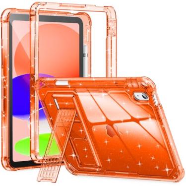 Imagem de INFILAND Capa infantil para iPad A16 11 polegadas 11ª geração, iPad 10ª geração 10,9 polegadas, capa protetora resistente à prova de choque com suporte, capa fofa transparente com glitter para meninas