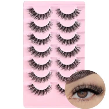 Imagem de FARRED Cat Eye Lashes Natural Eyelashes Short Wispy Lash Strips Volume Eyelash Cateye Medium Length False Lashes Natural Looking Hybrid Clusters Full Strip Lashes (A1,8-14MM)