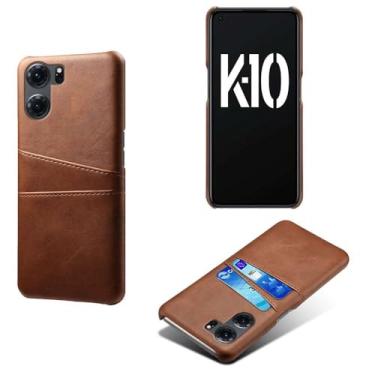 Imagem de Capas Compatível com OPPO K10 5G,Caso de couro PU-Tampa de telefone a prova de choque com 2 slots de cartão,Proteção anti-impressão digital e anti-gota-Brown