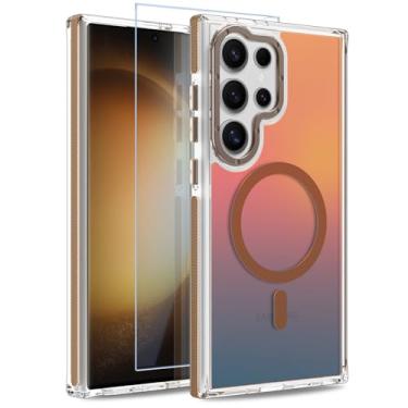 Imagem de MOWIME Capa magnética para Samsung Galaxy S23 Ultra [compatível com Magsafe] [lindo design fluorescente moderno] [1 protetor de tela] capa fosca translúcida fina para Galaxy S23 Ultra 6,8 polegadas