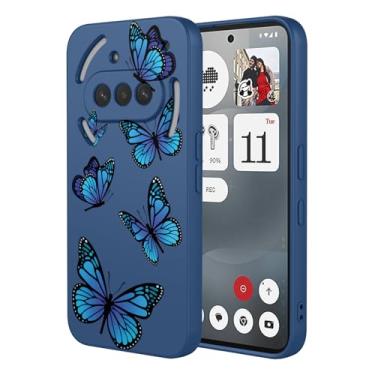 Imagem de HTXWXJC Capa para Nothing Phone 3a, A059 Capa flexível à prova de choque TPU macio capa padrão borboleta para telefone 3a borboleta azul