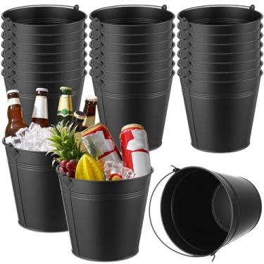 Imagem de Didaey Balde de cerveja de metal com 24 peças Balde de gelo a granel com alça de refrigerante de champanhe refrigerante para festa de verão piquenique piscina suprimentos de festa de casamento vinho