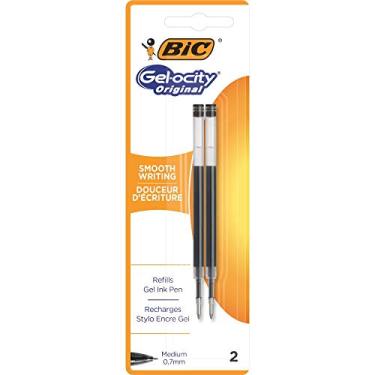 Imagem de BIC Refil de caneta de gel com largura de linha média de 0,7 mm e tinta preta, 2 refis por cartão.