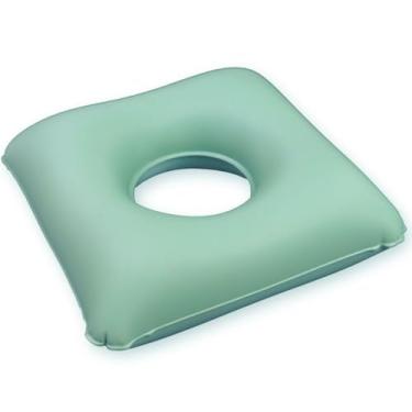 Imagem de Almofada Inflável Ortopédica com Orifício, 45x45cm, Suporta 130kg, para Cadeira de Rodas, Escritório e Pós-Cirúrgico, Verde Menta