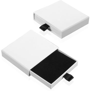 Imagem de Xelsluthe 2 caixas de presente de joias, caixas organizadoras de joias 8,2 x 8 x 0,73 cm, caixa de presente de papelão para aniversário, casamento, colares, pulseiras, anéis