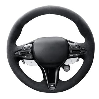 Imagem de Alfanxi Hand Stitch Steering Wheel Cover Fits Alcantara Material for Hyundai I30 N I20 Kona Veloster N-Line Elantra N 2017-2025(No Stripes)