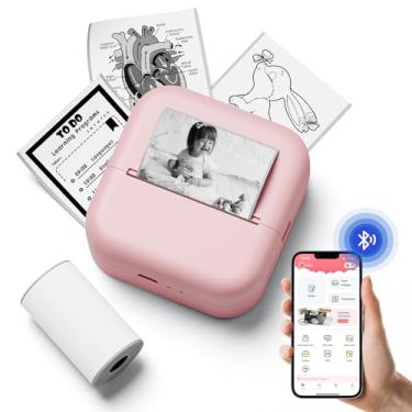 Imagem de Impressora de adesivos, mini impressora, impressora Bluetooth sem tinta, compatível com telefone e tablet, mini impressora de bolso com adesivos, impressora térmica portátil para anotações de estudo,