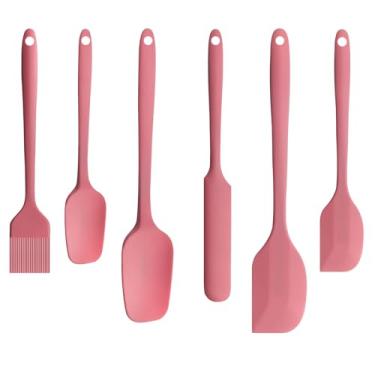 Imagem de Yaritogeru Conjunto de 6 espátulas de borracha de silicone, escova de cozinha para óleo, espátula de colher de borracha, raspadores flexíveis antiaderentes resistentes ao calor ou assar, cozinhar e