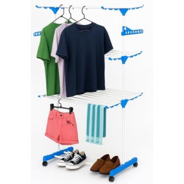 Imagem de Varal De Chão Grande 3 Andares Roupa Calcinha Dobrável Alumínio Torre Apartamento